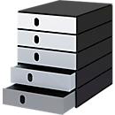 Caisson à tiroirs Styro Styroval Pro Color Flow, pour les formats jusqu'à C4, 5 tiroirs fermés, gris/noir, dégradé de couleurs