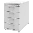 Caisson d'extension BARI, tiroir plumier, 4 tiroirs, verrouillable, l. 433 x P 800 x H 720 mm, blanc
