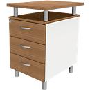 Caisson fixe ARLON OFFICE, avec plateau de table, 3 tiroirs, l. 450 x P 600 x H 730 mm, verrouillable, Canaletto/blanc