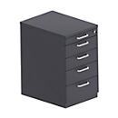 Caisson fixe BEXXSTAR, 4 tiroirs, tiroir à ustensiles, L 430 x P 600 x H 740 mm, noir