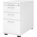 Caisson fixe Breno 13336, tiroir pour ustensiles &amp; dossiers suspendus, L 428 x P 800 x H 720-760 mm, panneau de particules, blanc
