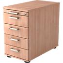 Caisson fixe TARVIS, 1 tiroir-plumier, verrouillable, 4 tiroirs, l. 428 x P 800 x H 720-760 mm, coloris noyer