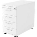 Caisson fixe ULM, 4 tiroirs, l. 428 x P 800 x H 720-760 mm, blanc/blanc