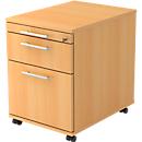 Caisson mobile, 1 tiroir, 1 tiroir-plumier, l. 428 x P 580 x H 590 mm, coloris hêtre