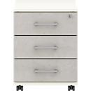 Caisson mobile 333 TEMPIO, en bois, 3 tiroirs (1 avec serrure), L 430 x P 500 x H 550 mm, blanc/béton
