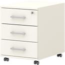 Caisson mobile 333 TEMPIO, en bois, 3 tiroirs (1 avec serrure), L 430 x P 500 x H 550 mm, blanc/blanc