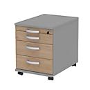 Caisson mobile BARI, tiroir à dossiers suspendus, tiroir plumier, 1 tiroir, l. 432 x P 800 x H 538 mm, coloris chêne/gris moyen