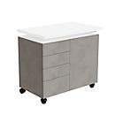 Caisson mobile d'extension SOLUS PLAY, 4 tiroirs, 1 porte battante, l. 800 x P 500 x H 720 - 1080 mm, ceramic grey