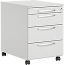 Caisson mobile LOGIN - 3 tiroirs et 1 tiroir à ustensiles - L 432 x P 580 x H 595 mm - verrouillage central - gris clair - notre marque Schäfer Shop Select 