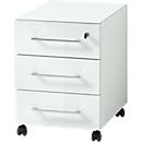 Caisson mobile MONTERIA, 3 tiroirs avec retour automatique, l. 400 x P 500 x H 550 mm, blanc