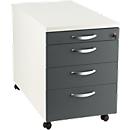 Caisson mobile NEVADA, l. 430 x P 600 x H 600 mm, blanc/gris foncé 