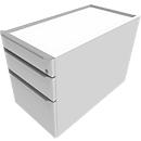 Caisson mobile QUANDOS BOX, 1 + 1 tiroirs, tiroir à dossiers suspendus, l. 430 x P 800 x H 570 mm, blanc