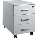 Caisson mobile Schäfer Shop Pure 333, 3 tiroirs, verrouillables, poignées métalliques, tôle d'acier thermolaquée, L 420 x P 600 x H 570 mm, gris clair