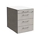Caisson mobile SOLUS PLAY, 1 + 3 tiroirs, avec poignée, l. 430 x P 600 x H 562 mm, ceramic grey