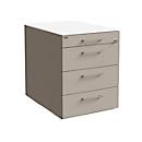 Caisson mobile SOLUS PLAY, 1 + 3 tiroirs, avec poignée, l. 430 x P 600 x H 562 mm, gris pierre