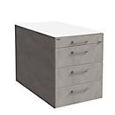 Caisson mobile SOLUS PLAY, 1 + 3 tiroirs, avec poignée, l. 430 x P 777 x H 562 mm, ceramic grey