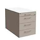 Caisson mobile SOLUS PLAY, 1 + 3 tiroirs, avec poignée, l. 430 x P 777 x H 562 mm, gris pierre