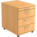 Caisson mobile TARA, 3 tiroirs, l. 428 x P 580 x H 590 mm, coloris hêtre