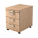 Caisson mobile TARVIS, 1 tiroir-plumier, verrouillable, 3 tiroirs, l. 428 x P 580 x H 590 mm, coloris chêne