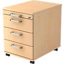 Caisson mobile TARVIS, 1 tiroir-plumier, verrouillable, 3 tiroirs, l. 428 x P 580 x H 590 mm, coloris érable
