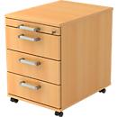 Caisson mobile TARVIS, 1 tiroir-plumier, verrouillable, 3 tiroirs, l. 428 x P 580 x H 590 mm, coloris hêtre