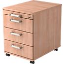 Caisson mobile TARVIS, 1 tiroir-plumier, verrouillable, 3 tiroirs, l. 428 x P 580 x H 590 mm, coloris noyer