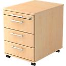 Caisson mobile ULM , 3 tiroirs, 1 tiroir-plumier, l. 428 x P 553 x H 590 mm, coloris érable