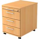 Caisson mobile ULM , 3 tiroirs, 1 tiroir-plumier, l. 428 x P 553 x H 590 mm, coloris hêtre