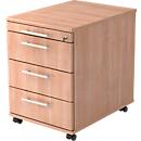 Caisson mobile ULM à 3 tiroirs, 1 tiroir-plumier, l. 428 x P 553 x H 590 mm, coloris noyer