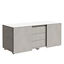 Caisson multi-usage SOLUS PLAY, 2 portes coulissantes, 3 tiroirs, sans poignée, l. 1350 x P 523 x H 583 mm, gris céramique