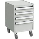 Caisson roulant, 4 tiroirs, fermeture centrale, L 450 x P 520 x H 700 mm, avec protection ESD