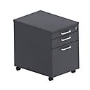 Caisson roulant BEXXSTAR, 1 tirette-plumier verrouillable, 1 tiroir &amp; 1 tiroir HR, L 430 x P 600 x H 600 mm, noir