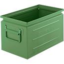 Caja apilable Schäfer Shop Select, volumen 13,4 l, 80 kg, asas plegables, L 379 x A 207 x A 200 mm, chapa de acero, verde RAL 6011