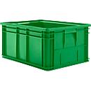 Caja apilable serie 14/6-1, de PP, con empuñadura empotrada, capacidad 71 l, verde
