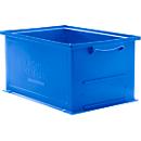 Caja apilable serie 14/6-230, de polipropileno, con empuñadura empotrada, capacidad 26 l, azul