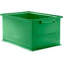 Caja apilable serie 14/6-230, de polipropileno, con empuñadura empotrada, capacidad 26 l, verde