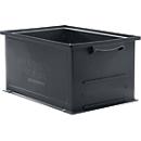 Caja apilable serie 14/6-230, de PP, conductora de ESD, capacidad 26 L, negra