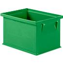 Caja apilable serie 14/6-4, de polipropileno, con asa empotrada, capacidad 2,5 L, verde