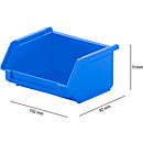 Caja con abertura frontal SSI Schäfer LF 110, polipropileno, L 92 x An 100 x Al 51 mm, 0,26 l, azul