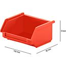 Caja con abertura frontal SSI Schäfer LF 110, polipropileno, L 92 x An 100 x Al 51 mm, 0,26 l, rojo