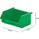 Caja con abertura frontal SSI Schäfer LF 110, polipropileno, L 92 x An 100 x Al 51 mm, 0,26 l, verde