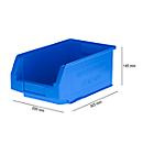 Caja con abertura frontal SSI Schäfer LF 321, polipropileno, L 343 x An 209 x Al 145 mm, 7,5 l, azul