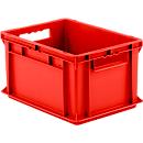 Caja con dimensiones norma europea EF 4220, L 400 x An 300 x Al 220 mm, capacidad 20,4 l, capacidad de carga 15 kg, apilable, polipropileno, rojo