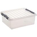 Caja de almacenaje Sunware Q-LINE, clips de cierre, transparente, apilable, 1 l, L 200 x A 150 x A 60 mm, gris