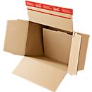 Caja de cartón de plegado rápido DIN A4, doble fondo, cierre autoadhesivo, marrón, 10 unidades
