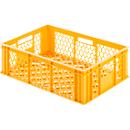Caja de panadería Euro Box, apta para alimentos, capacidad 35,7 litros, versión calada, amarillo-naranja