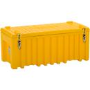 Caja de transporte y plataforma CEMO CEMbox 250, polietileno, 250 l, L 1200 x W 600 x H 540 mm, apilable, amarillo