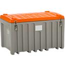 Caja de transporte y plataforma CEMO CEMbox 400, polietileno, 400 l, L 1200 x An 790 x Al 750 mm, apilable, gris/naranja