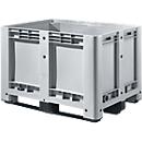 Caja industrial, Euronorm, volumen 470 l, hasta 450 kg, apilable, con 3 guías, cerrada, L 1200 x A 800 x H 780 mm, polietileno, gris