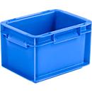 Caja norma europea serie EF 2120, de PP, capacidad 1,9 l, paredes cerradas, asa integrada, azul